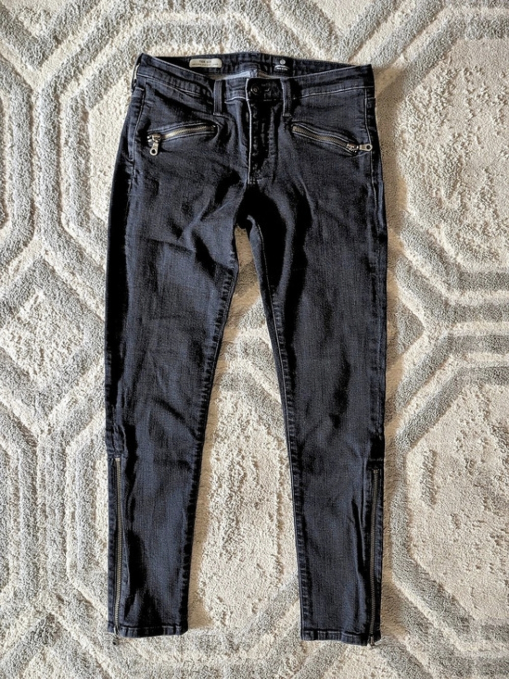 AG Adriano Goldschmied Black The Zip Skinny Zipper Jeans Size 29